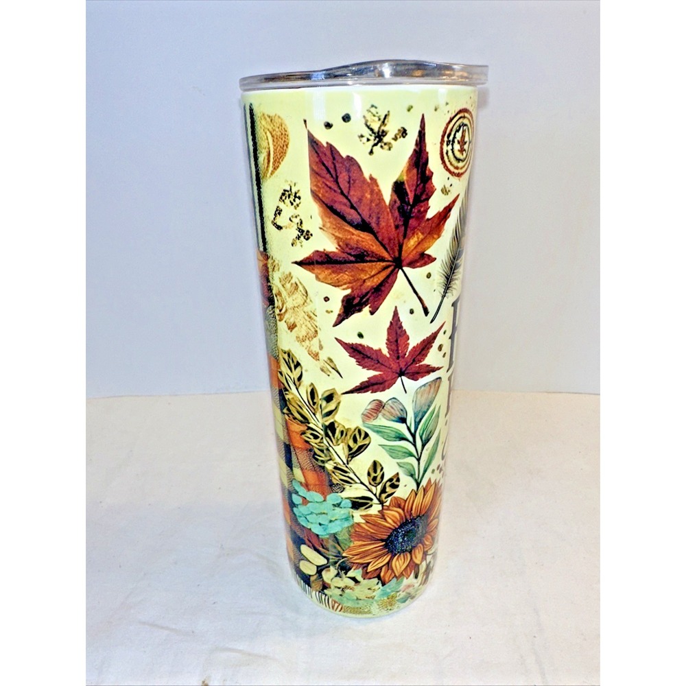 Fall Rustic Flannels Football 20oz Skinny Tumbler Travel Cup Insulated NWOT - Picture 4 of 10